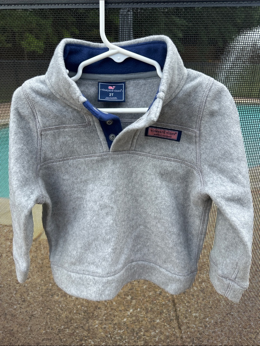 Vineyard Vines Gray Kids Pullover with Navy Trim